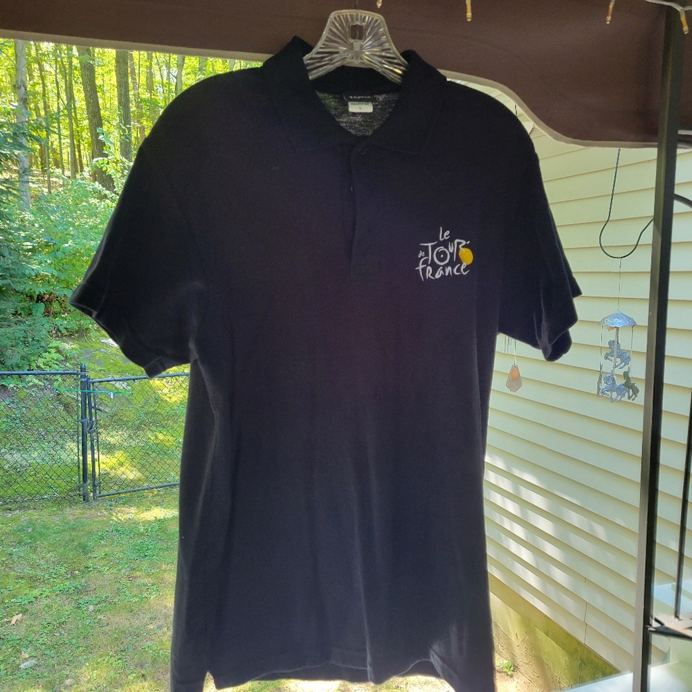 Black Polo Shirt Le Tour de France Mens Black Polo Small